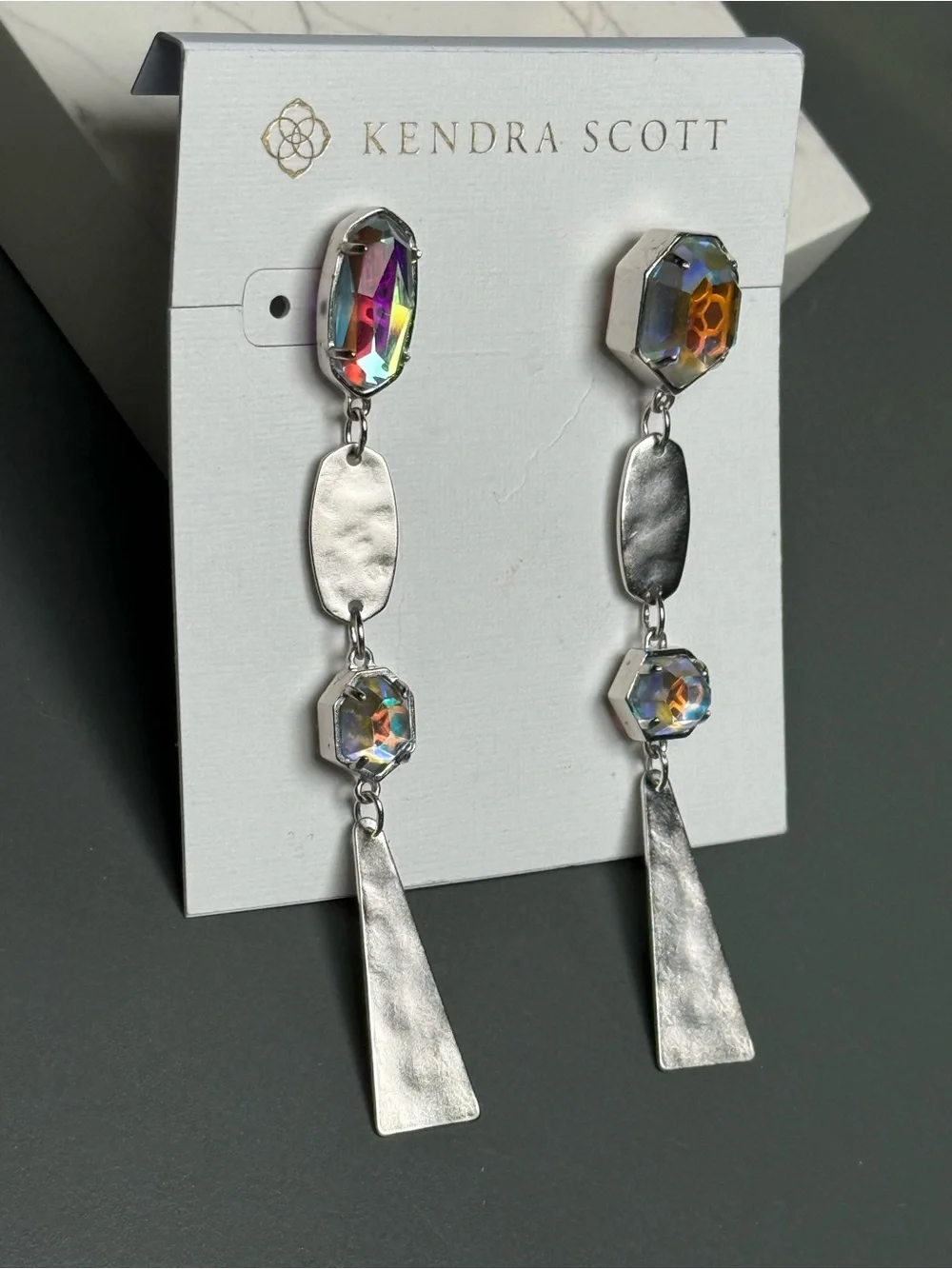Kendra Scott Silver Linear Earrings in Dichroic - Picture 4 of 5
